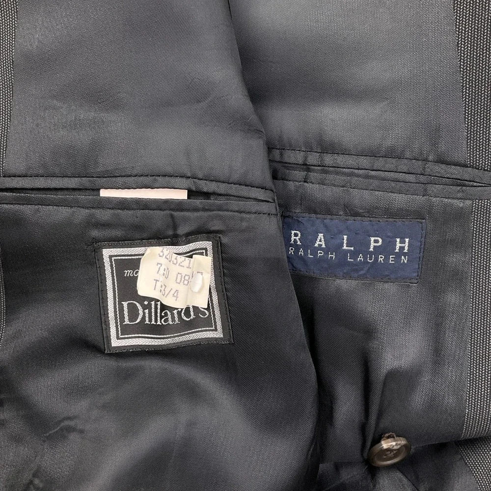 Ralph Lauren Blazer Mens 46 Charcoal Double Breasted Wool Cashmere Classic